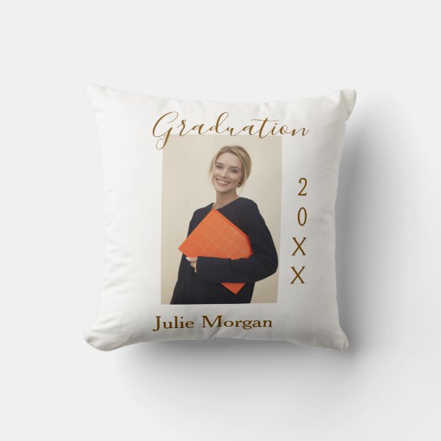Graduation photo brown golden year 20XX namesimple Kissen (Vorderseite)