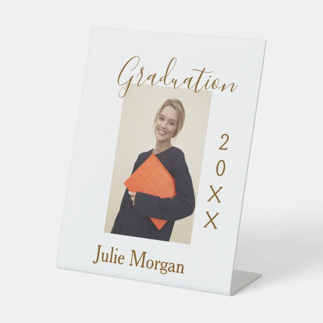 Graduation photo brown golden year 20XX namesimple Sockelschild (Vorderseite)