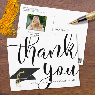 Graduation Photo Calligraphy Script Thank You Postkarte