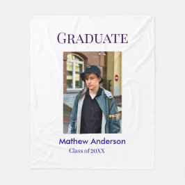 Graduation photo name class of 20XX blue simple bo Fleecedecke