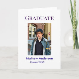 Graduation photo name class of 20XX blue simple bo Karte