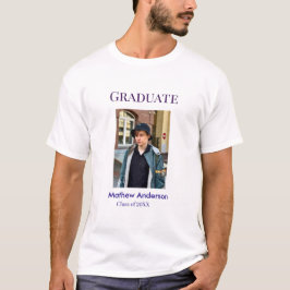 Graduation photo name class of 20XX blue simple bo T-Shirt