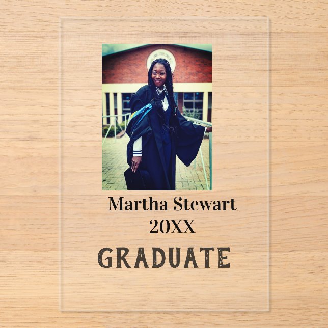 Graduation photo name year class university simple acryleinladungen (Vorderseite)