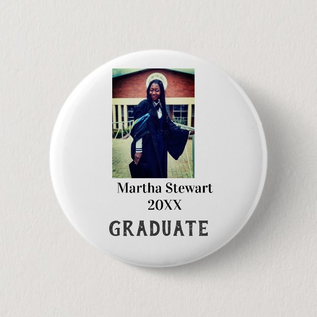 Graduation photo name year class university simple button (Vorderseite)