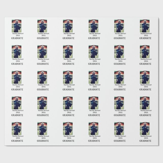 Graduation photo name year class university simple geschenkpapier (Flach)