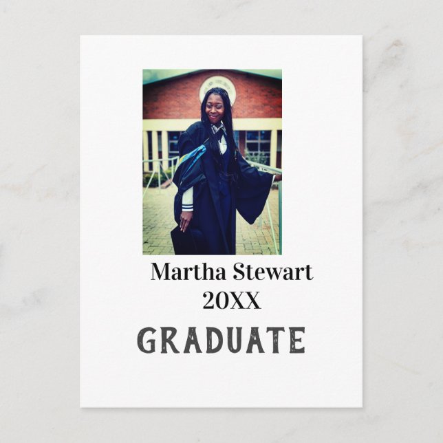 Graduation photo name year class university simple postkarte (Vorderseite)