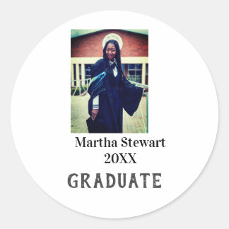 Graduation photo name year class university simple runder aufkleber