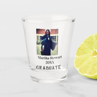Graduation photo name year class university simple schnapsglas