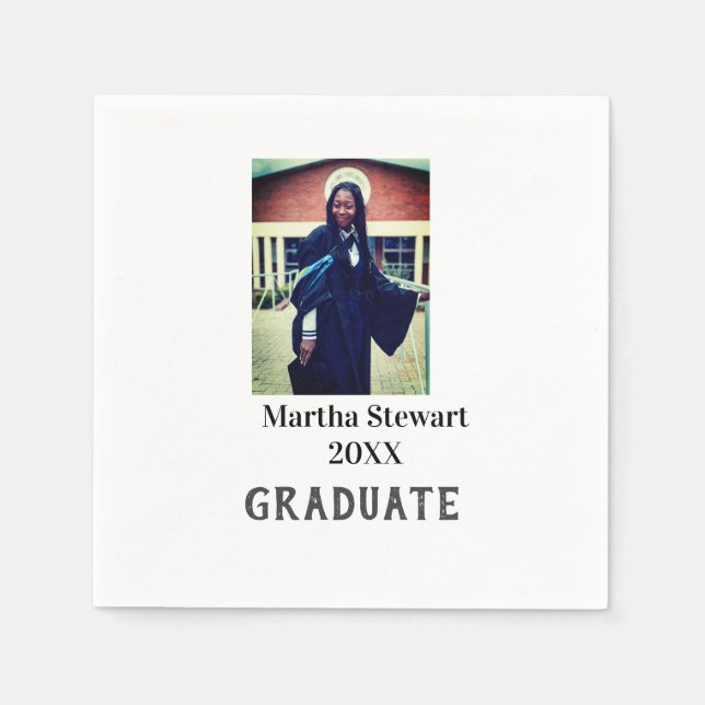 Graduation photo name year class university simple serviette (Vorderseite)