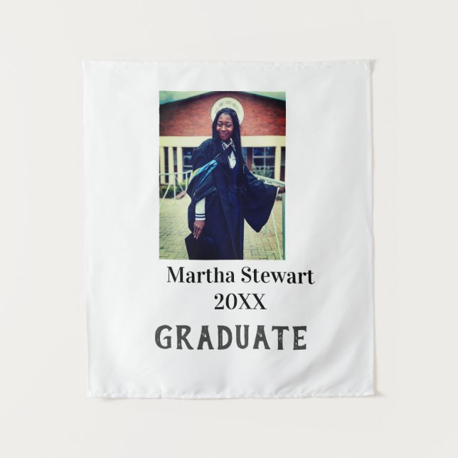 Graduation photo name year class university simple wandteppich (Vorderseite)