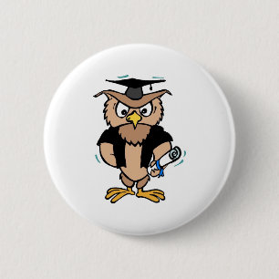 Graduation Pin Wise Old Owl Cap Diploma Button