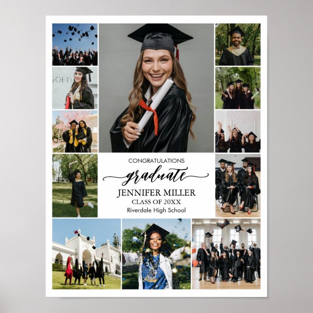Graduation Portrait Custom Senior Photo Collage Poster (Vorne)