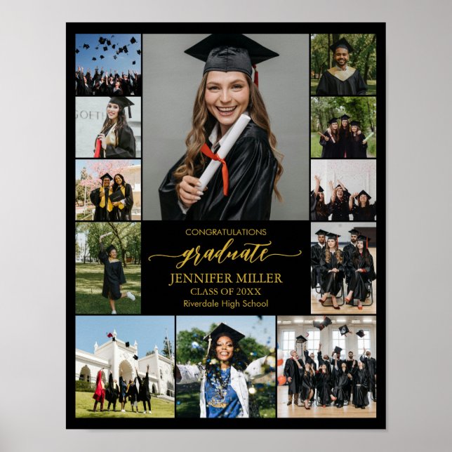 Graduation Portrait Personalized Photo Collage Poster (Vorne)