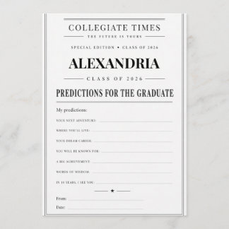 Graduation Predictions Card, Class of 2026 Hinweiskarte