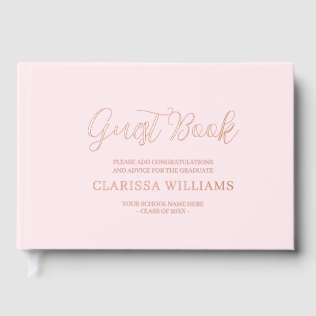 Graduation Rose Gold Foil Pink  Gästebuch (Vorderseite)
