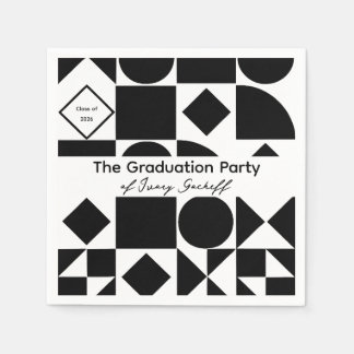 Graduation Simplistic Geometry Black and White Serviette
