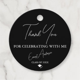 Graduation Thank You Tags Black White Personalized Geschenkanhänger