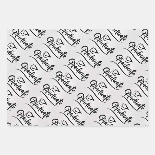 Graduation Wrapping Paper Set – Script “Graduate”  Geschenkpapier Set (Vorderseite)