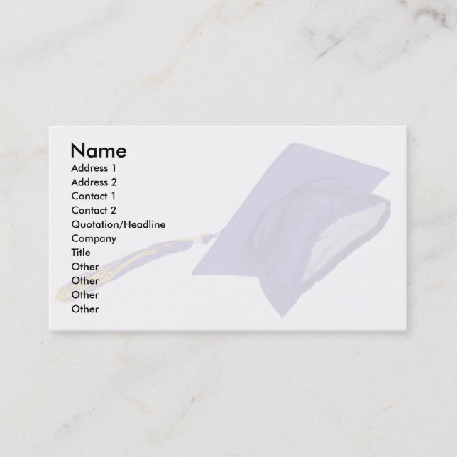 GraduationMortar, Name, Adresse 1, Adresse 2, C… Telefonnummerkarte (Vorderseite)