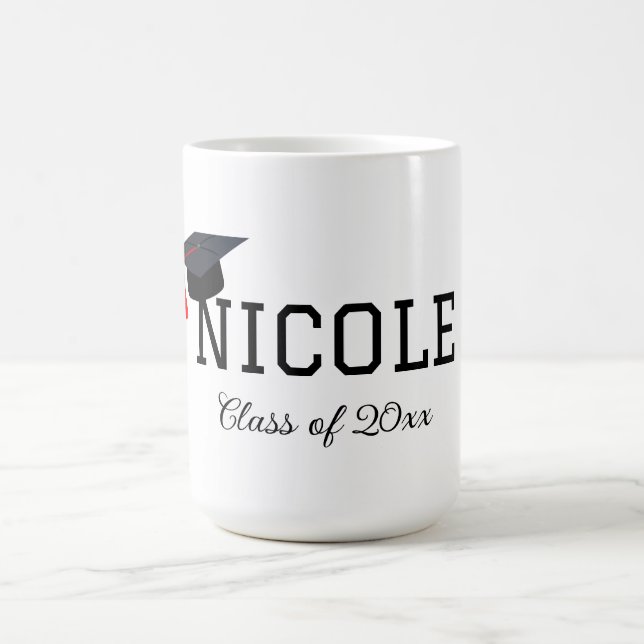 Graduationsgrenze mit Name und Klasse des Jahres Kaffeetasse (Mittel)