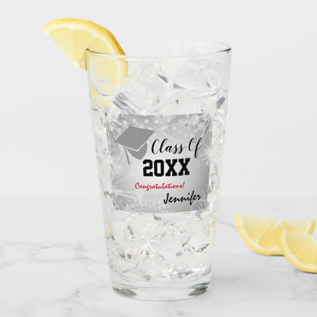 Graduationskap, Class Year 20XX Party Silver Glas (Vorderseite Ice)
