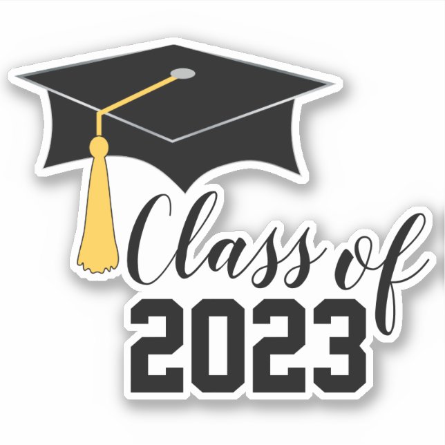 Graduationskappe mit Tassel-Klasse 2023 Sticker (Vorderseite)