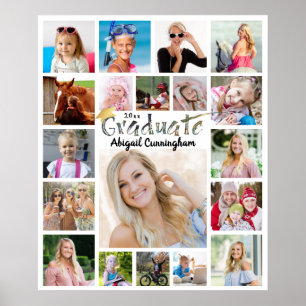 Graduationspartei 19 FotoCollage Brush Typografie Poster