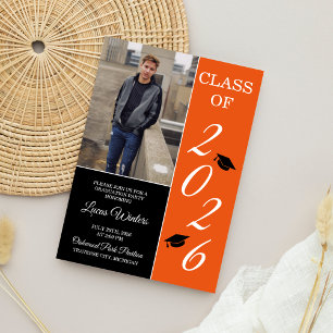 Graduationspartei 2025 Grad Hat Orange Einladung