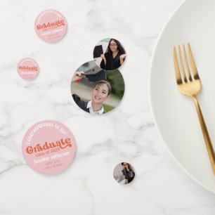 Graduationspartei 70er Orange und Rosa Konfetti