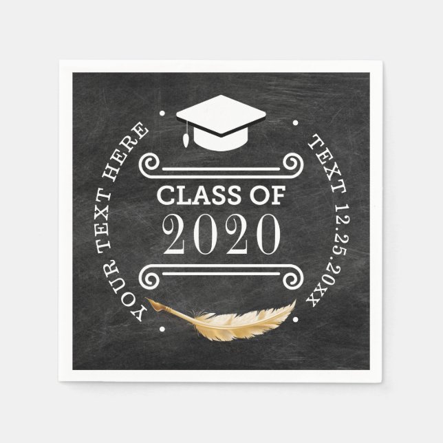 Graduationspartei Retro Chalkboard Klasse 2020 Serviette (Vorderseite)