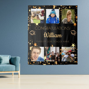 Graduationspartei Schwarzes Gold Graduate Foto Col Wandteppich