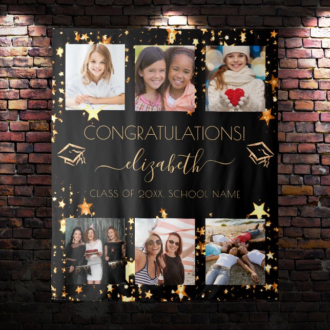 Graduationspartei Schwarzes Gold Graduate Foto Col Wandteppich (Von Creator hochgeladen)