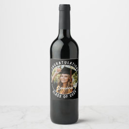 Graduationspartei Süßes Personalisiertes Foto und Weinetikett