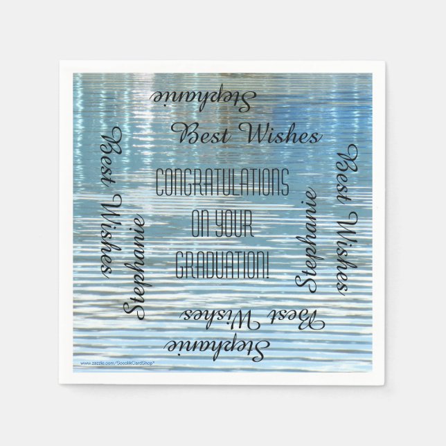 Graduationspartei - Wiederholungsnamenspapier Serviette (Vorderseite)