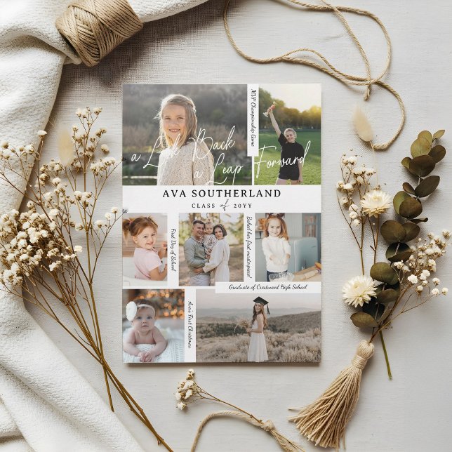 Graduieren Sie dann & Jetzt FotoCollage & Highligh Ankündigung (Graduate Then & Now Photo Collage & Highlights Announcement)