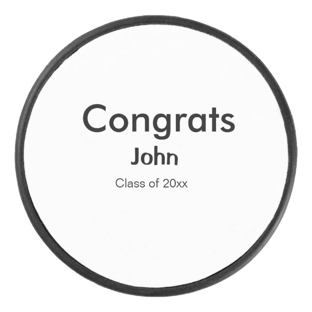 Graduiern Name Glückwunsch Datum Jahrestext Eishockey Puck (Vorderseite)