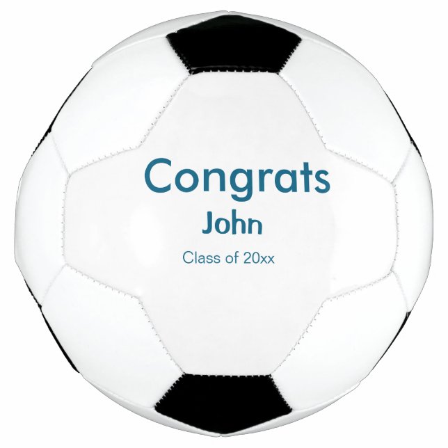 Graduiern Name Glückwunsch Datum Jahrestext Fußball (Vorderseite)