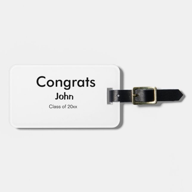 Graduiern Name Glückwunsch Datum Jahrestext Gepäckanhänger (Vorderseite horizontal)
