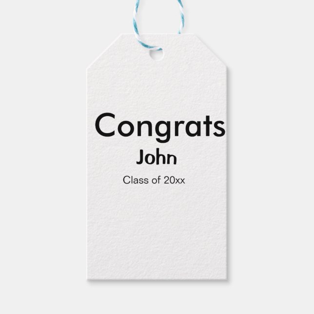 Graduiern Name Glückwunsch Datum Jahrestext Geschenkanhänger (Vorderseite)