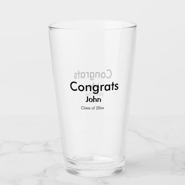 Graduiern Name Glückwunsch Datum Jahrestext Glas (Vorderseite)