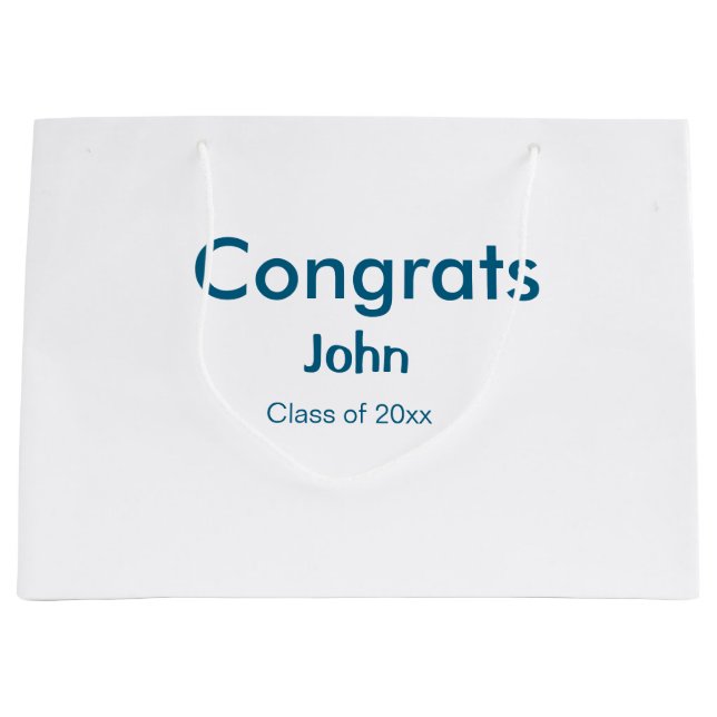 Graduiern Name Glückwunsch Datum Jahrestext Große Geschenktüte (Vorderseite)