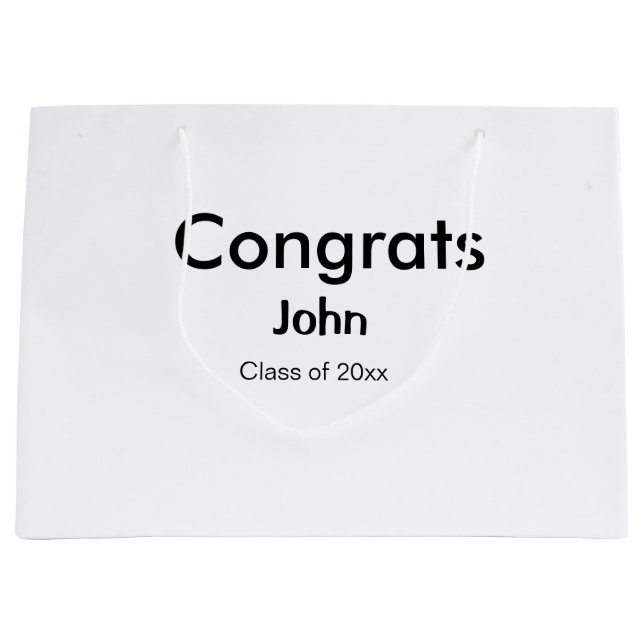 Graduiern Name Glückwunsch Datum Jahrestext Große Geschenktüte (Vorderseite)