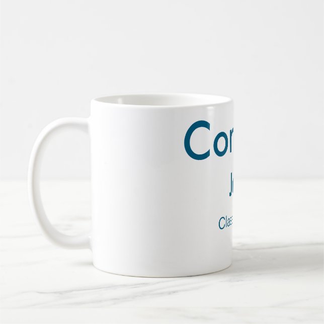 Graduiern Name Glückwunsch Datum Jahrestext Kaffeetasse (Links)