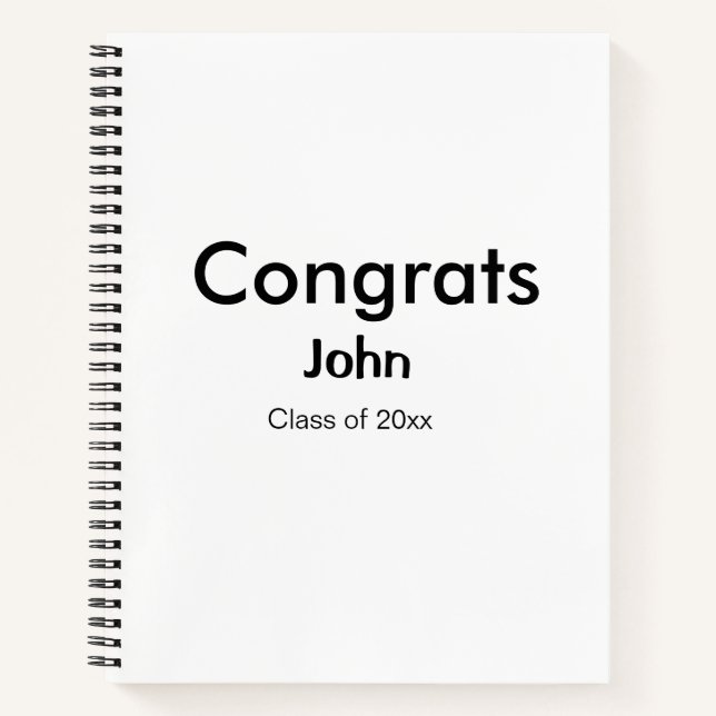 Graduiern Name Glückwunsch Datum Jahrestext Notizbuch (Vorderseite)