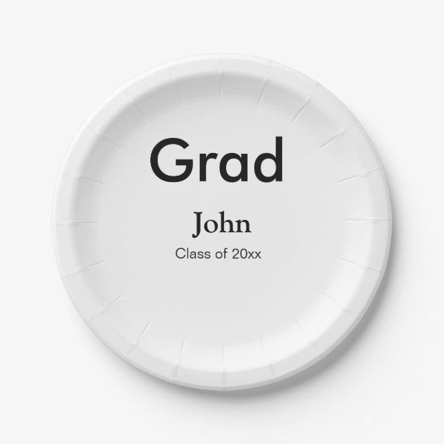 Graduiern Name Glückwunsch Datum Jahrestext Pappteller (Vorderseite)