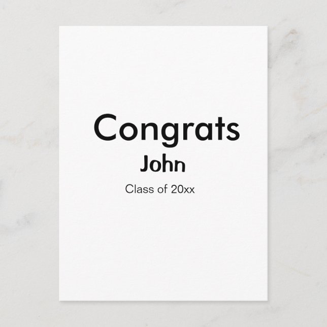 Graduiern Name Glückwunsch Datum Jahrestext Postkarte (Vorderseite)