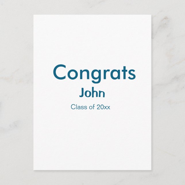 Graduiern Name Glückwunsch Datum Jahrestext Postkarte (Vorderseite)