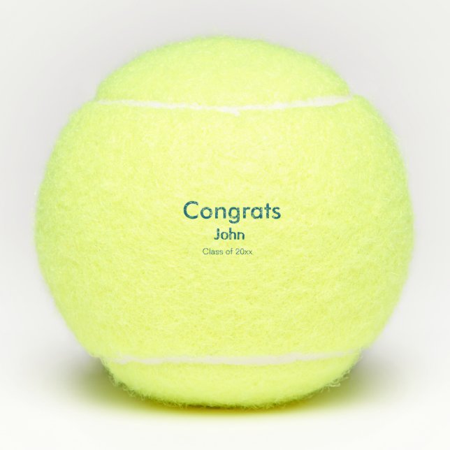 Graduiern Name Glückwunsch Datum Jahrestext Tennisbälle (Vorderseite)