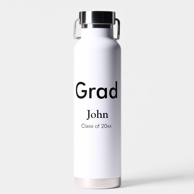 Graduiern Name Glückwunsch Datum Jahrestext Trinkflasche (Vorne)
