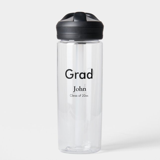 Graduiern Name Glückwunsch Datum Jahrestext Trinkflasche (Vorderseite)